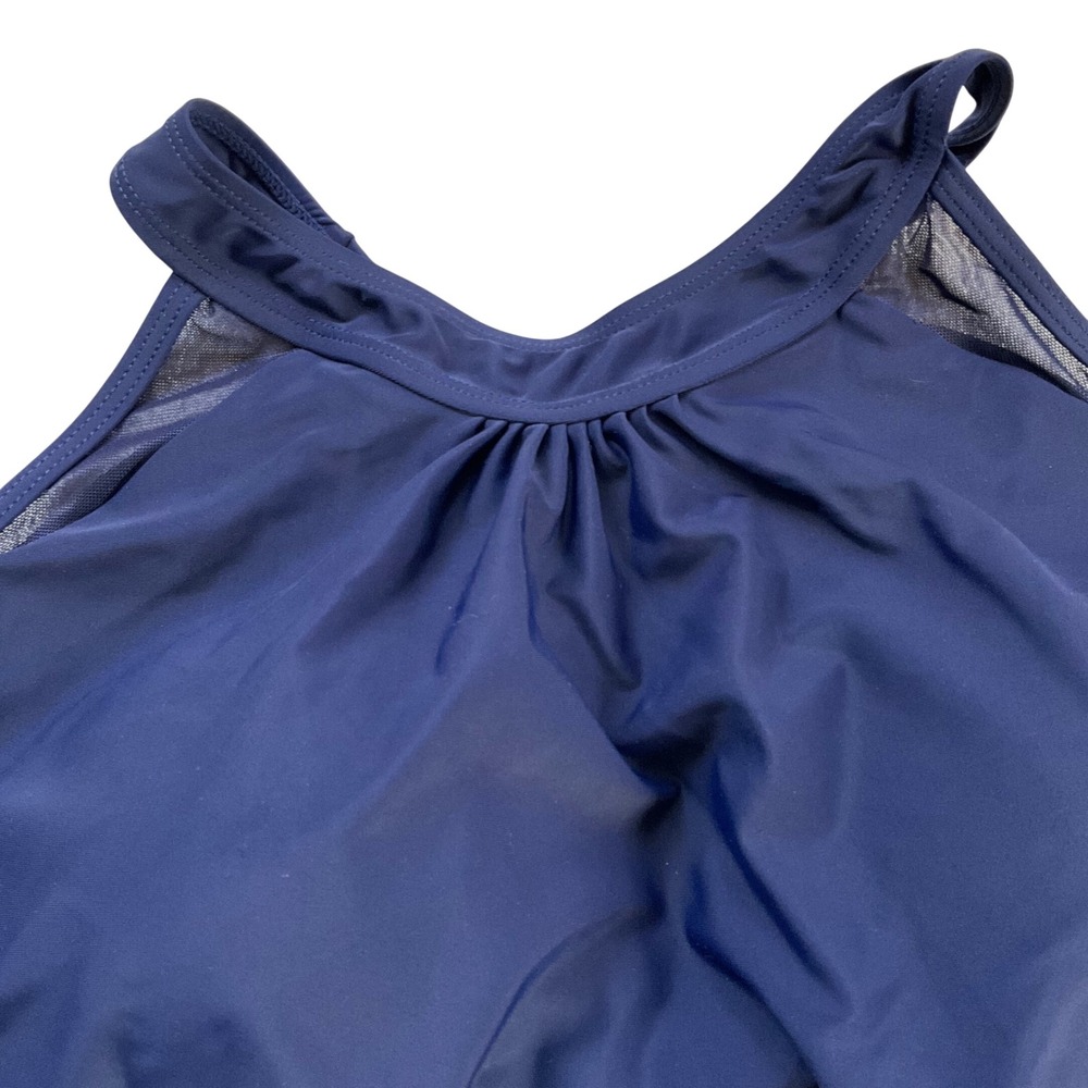 Sothea Navy Blue High Neck Tankini Top Mesh Trim Plus Size 20W NWT‎ Minimalist - Picture 3 of 7